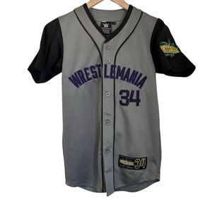 WWE Authentic Wrestlemania 34 Youth New Orleans Baseball Jersey Sz Medium
